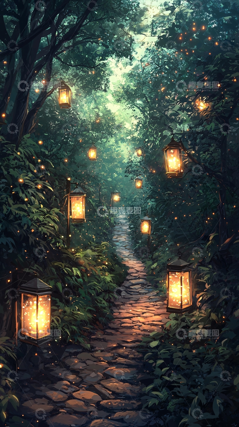 高清大图下载【趣麦麦图】萤火森林小路