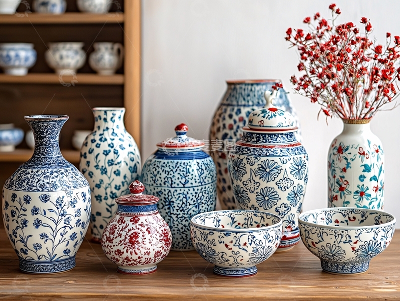 高清大图下载【趣麦麦图】青花瓷器静物