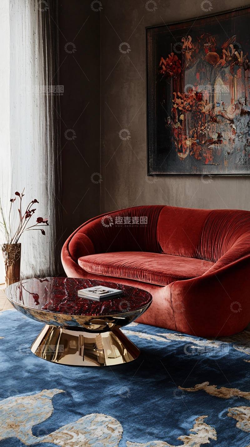 高清大图下载【趣麦麦图】红丝绒沙发