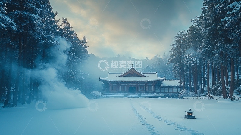 高清大图下载【趣麦麦图】雪景寺庙