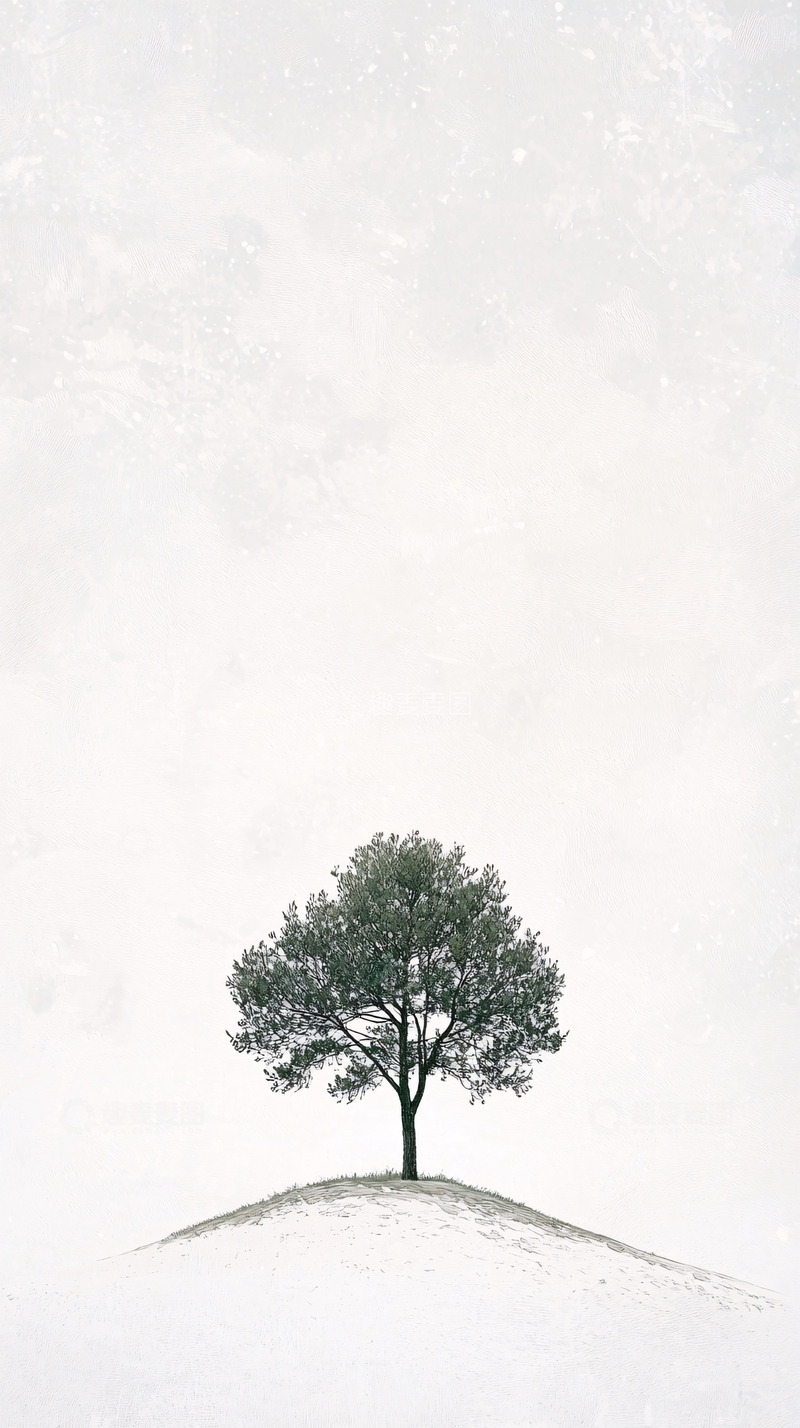 高清大图下载【趣麦麦图】冬日雪景孤树
