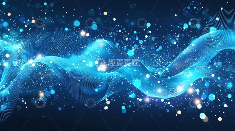 高清大图下载【趣麦麦图】蓝色梦幻飘带