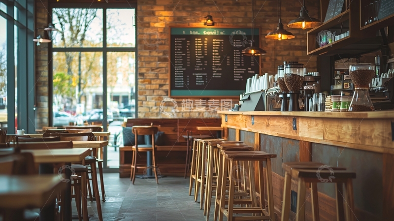 高清大图下载【趣麦麦图】木质装修咖啡馆室内