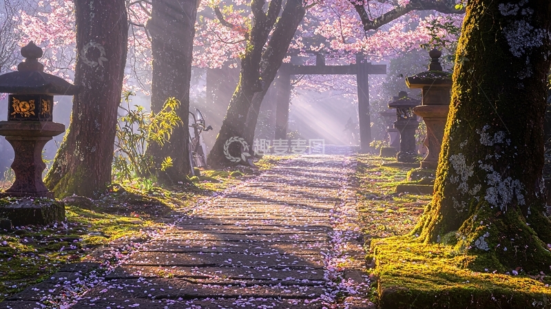 高清大图下载【趣麦麦图】樱花树林小路