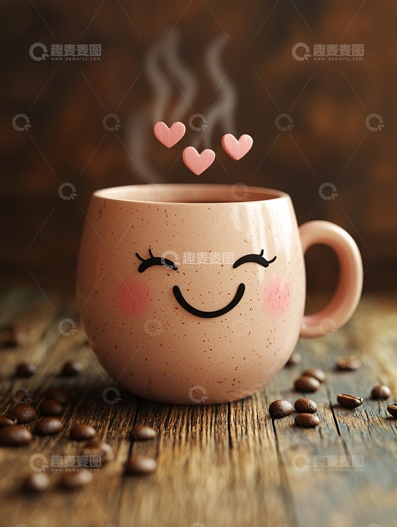 高清大图下载【趣麦麦图】笑脸咖啡杯