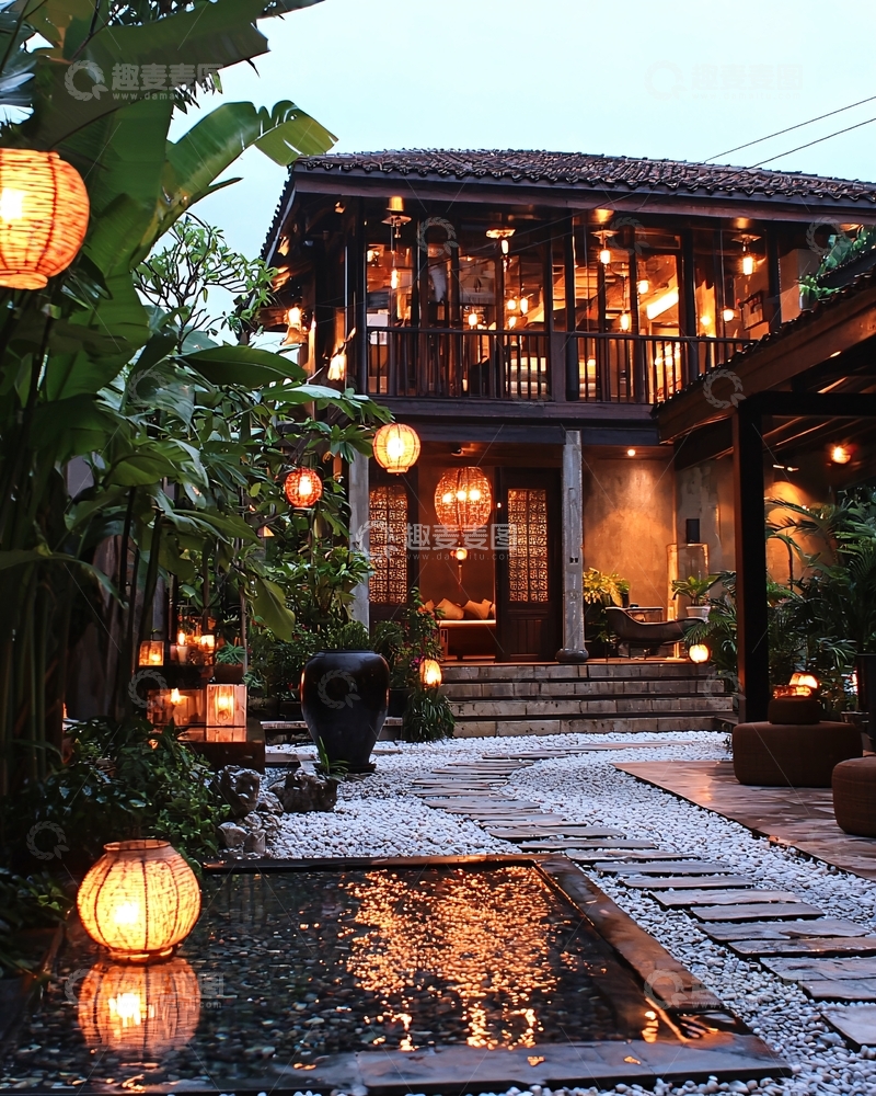 高清大图下载【趣麦麦图】庭院夜景灯光设计