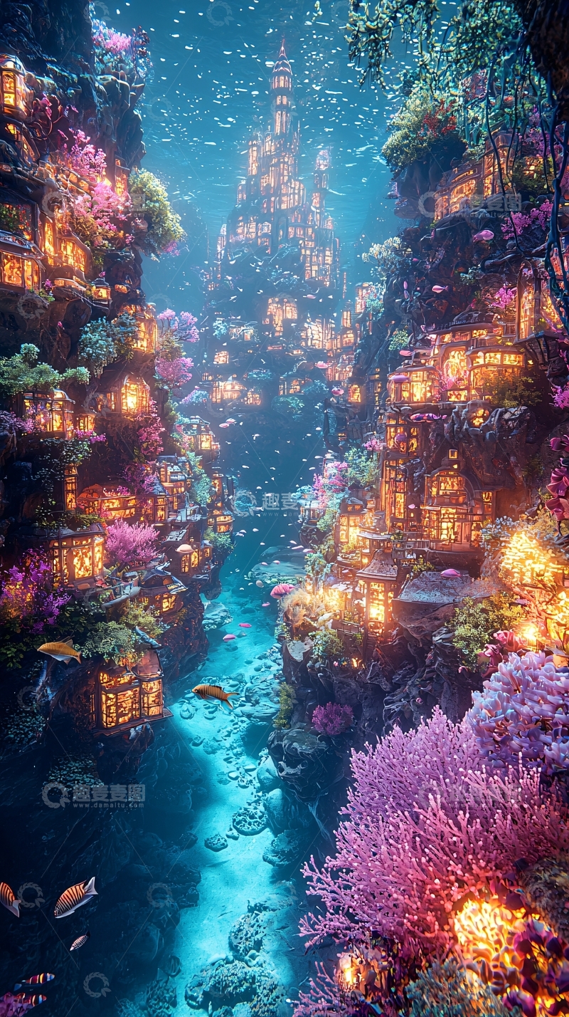 高清大图下载【趣麦麦图】海底童话城镇