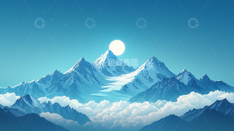 高清大图下载【趣麦麦图】雪山日出49