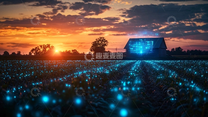 高清大图下载【趣麦麦图】未来农场日落
