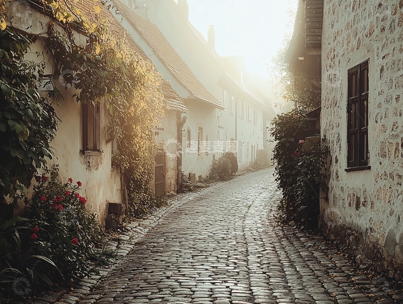 高清大图下载【趣麦麦图】清晨小镇石板路