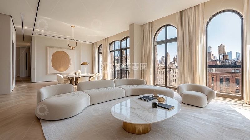 高清大图下载【趣麦麦图】现代极简风格公寓客厅