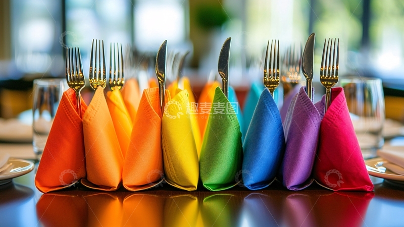 高清大图下载【趣麦麦图】彩虹餐巾