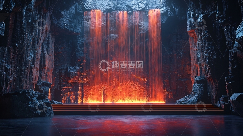 高清大图下载【趣麦麦图】冰火瀑布奇观