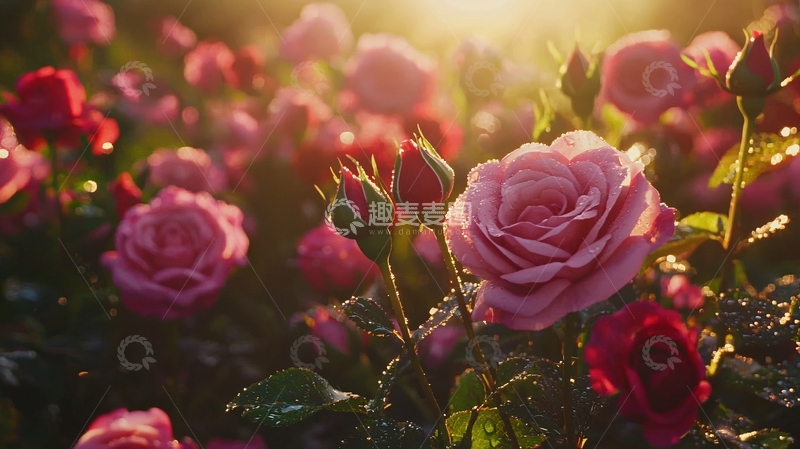 高清大图下载【趣麦麦图】阳光玫瑰花田
