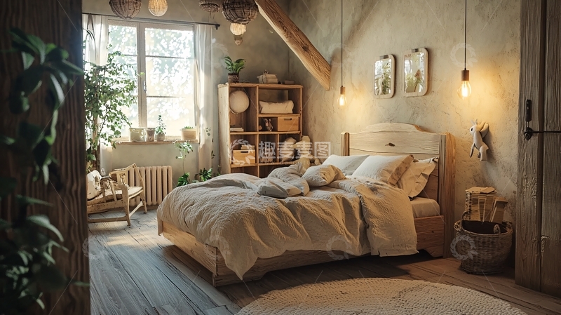 高清大图下载【趣麦麦图】温暖舒适的乡村风格卧室