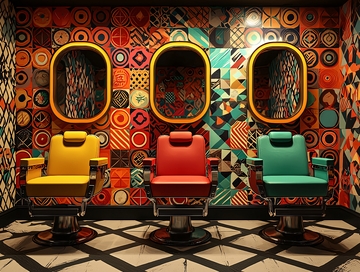 色彩鲜艳理发店内部