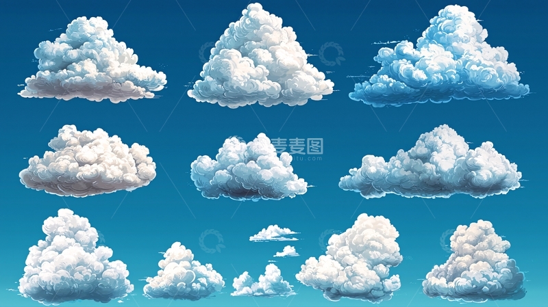 高清大图下载【趣麦麦图】蓬松的卡通风格云朵集合