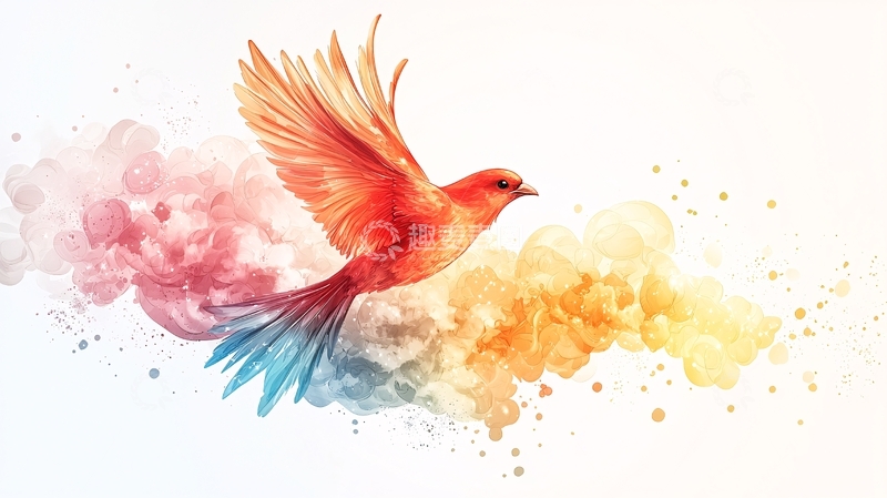 高清大图下载【趣麦麦图】彩色小鸟飞翔