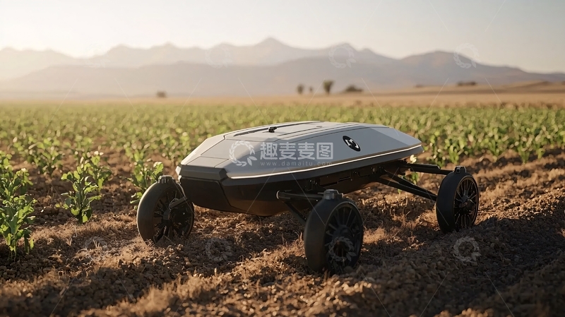 高清大图下载【趣麦麦图】田间自动驾驶农业机器人