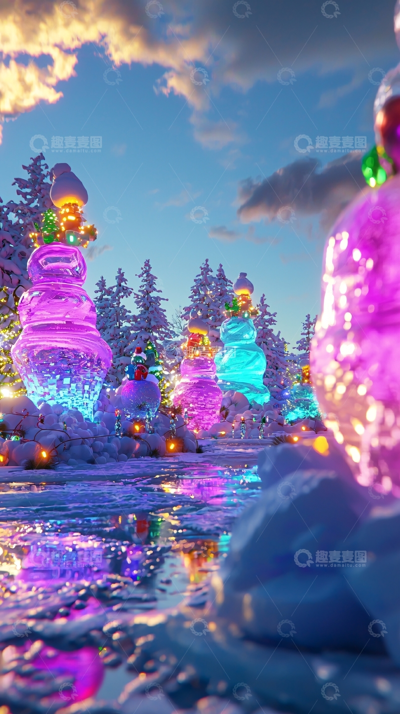 高清大图下载【趣麦麦图】梦幻冰雪圣诞树