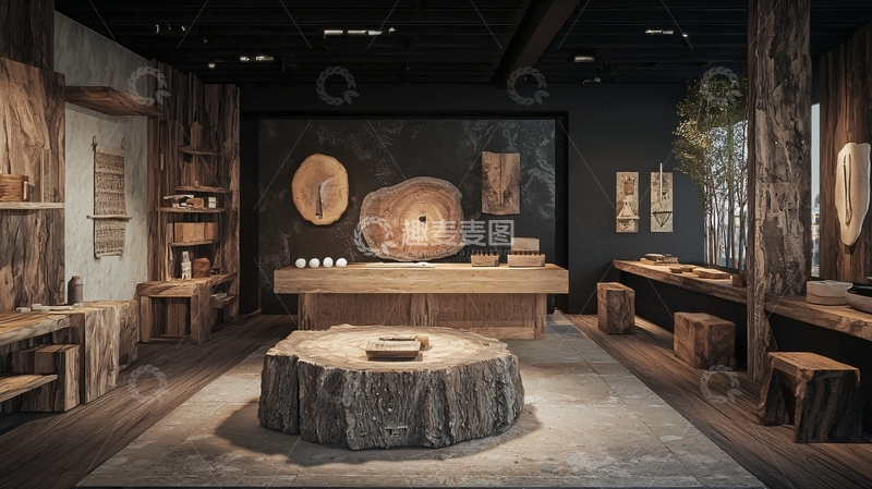 高清大图下载【趣麦麦图】原木风陈列室
