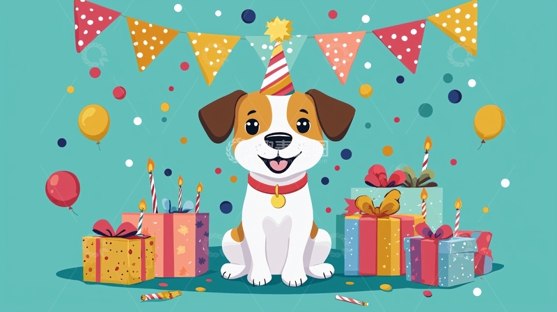 高清大图下载【趣麦麦图】狗狗生日派对