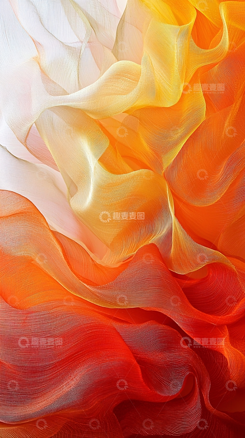 高清大图下载【趣麦麦图】抽象橙色白色丝绸质感