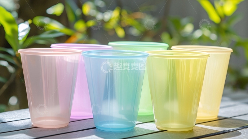 高清大图下载【趣麦麦图】户外阳光下彩色塑料杯