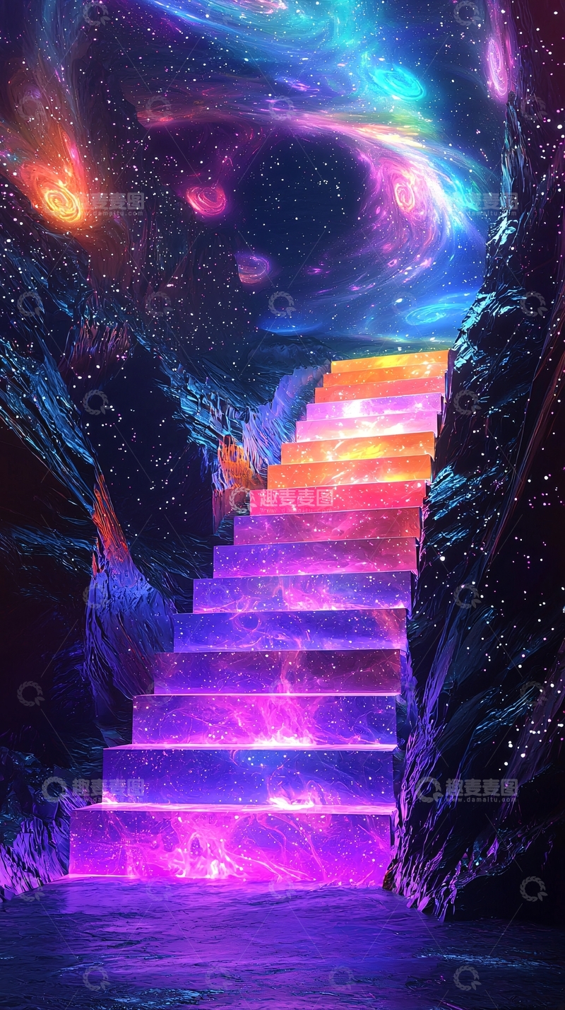 高清大图下载【趣麦麦图】通往宇宙的彩虹阶梯