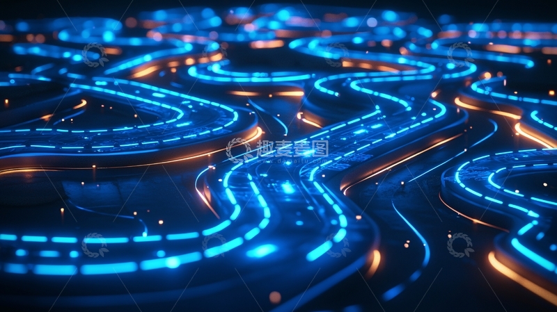 高清大图下载【趣麦麦图】蓝光科技感线条背景