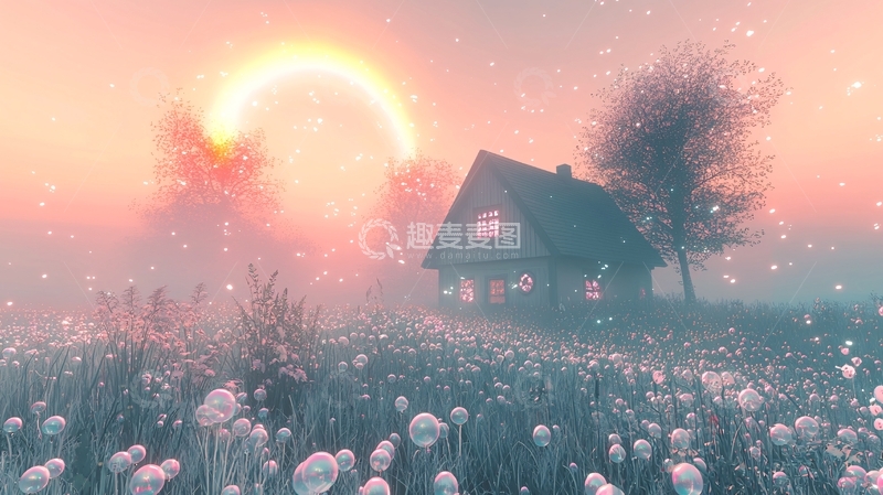 高清大图下载【趣麦麦图】梦幻雪景小屋