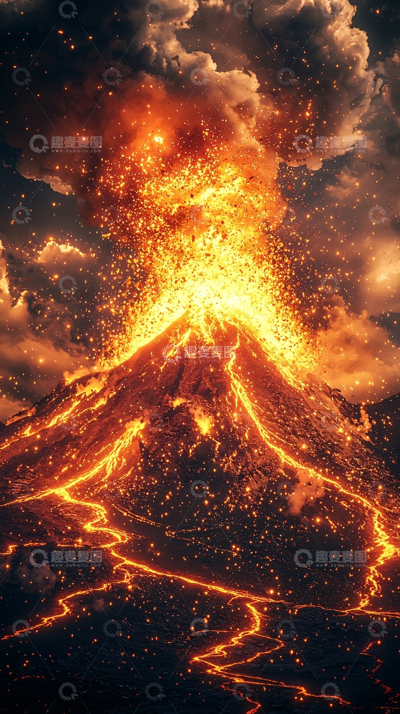 高清大图下载【趣麦麦图】火山爆发场景
