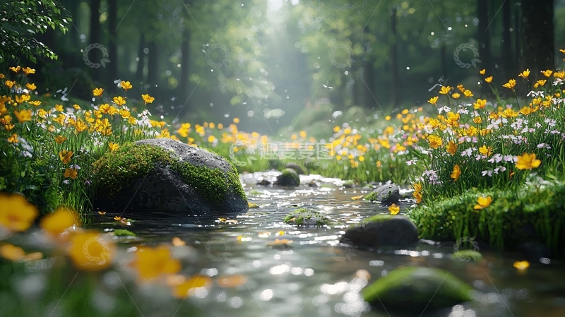 高清大图下载【趣麦麦图】森林小溪