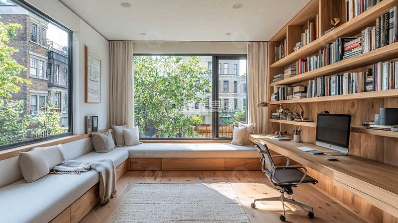 高清大图下载【趣麦麦图】明亮舒适的木质书房