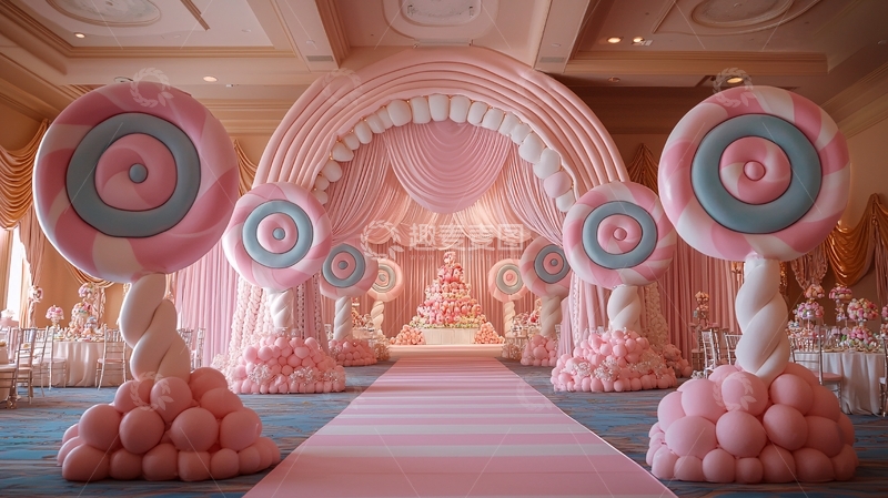 高清大图下载【趣麦麦图】粉色糖果主题装饰场景