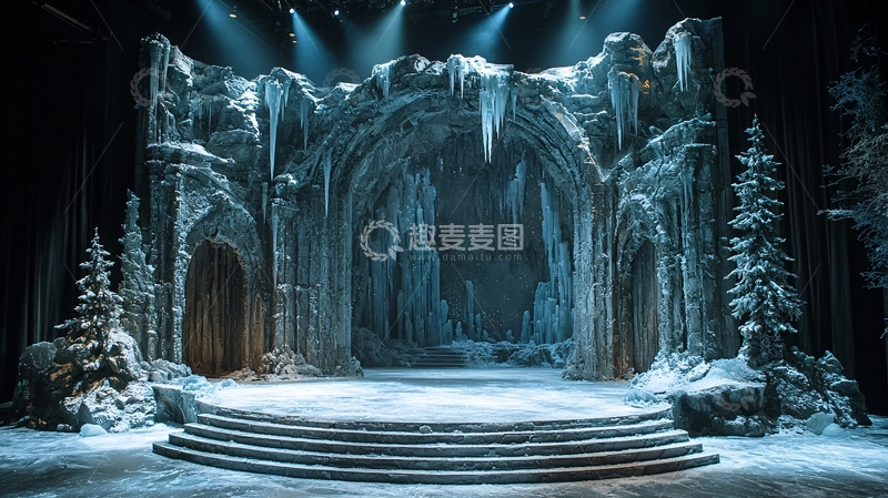 高清大图下载【趣麦麦图】冰雪舞台背景