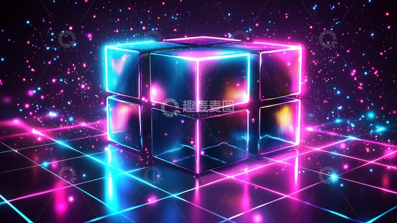 高清大图下载【趣麦麦图】霓虹灯立方体