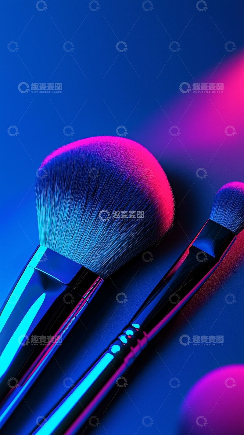 高清大图下载【趣麦麦图】霓虹灯下的化妆刷