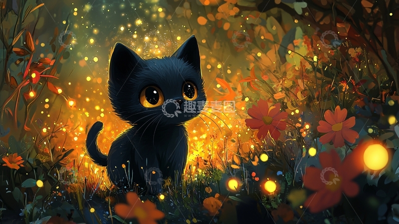 高清大图下载【趣麦麦图】黑猫