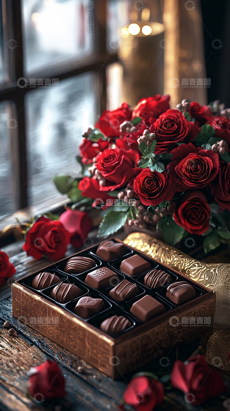高清大图下载【趣麦麦图】红玫瑰巧克力礼盒