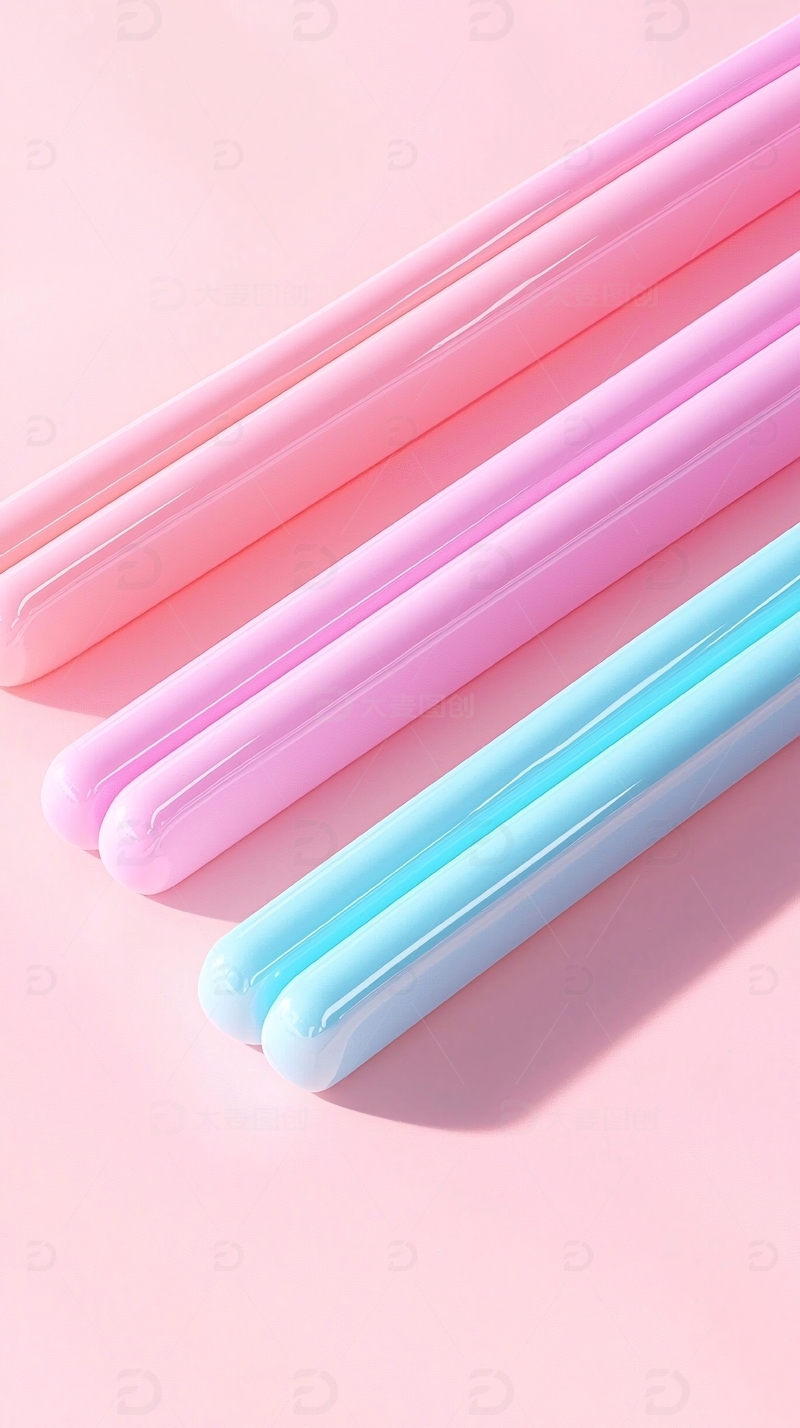 高清大图下载【趣麦麦图】粉色蓝色塑料筷子