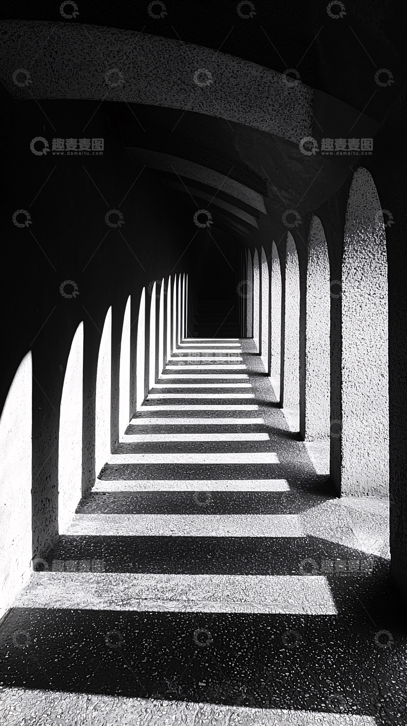 高清大图下载【趣麦麦图】黑白拱廊