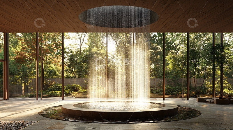 高清大图下载【趣麦麦图】室内瀑布