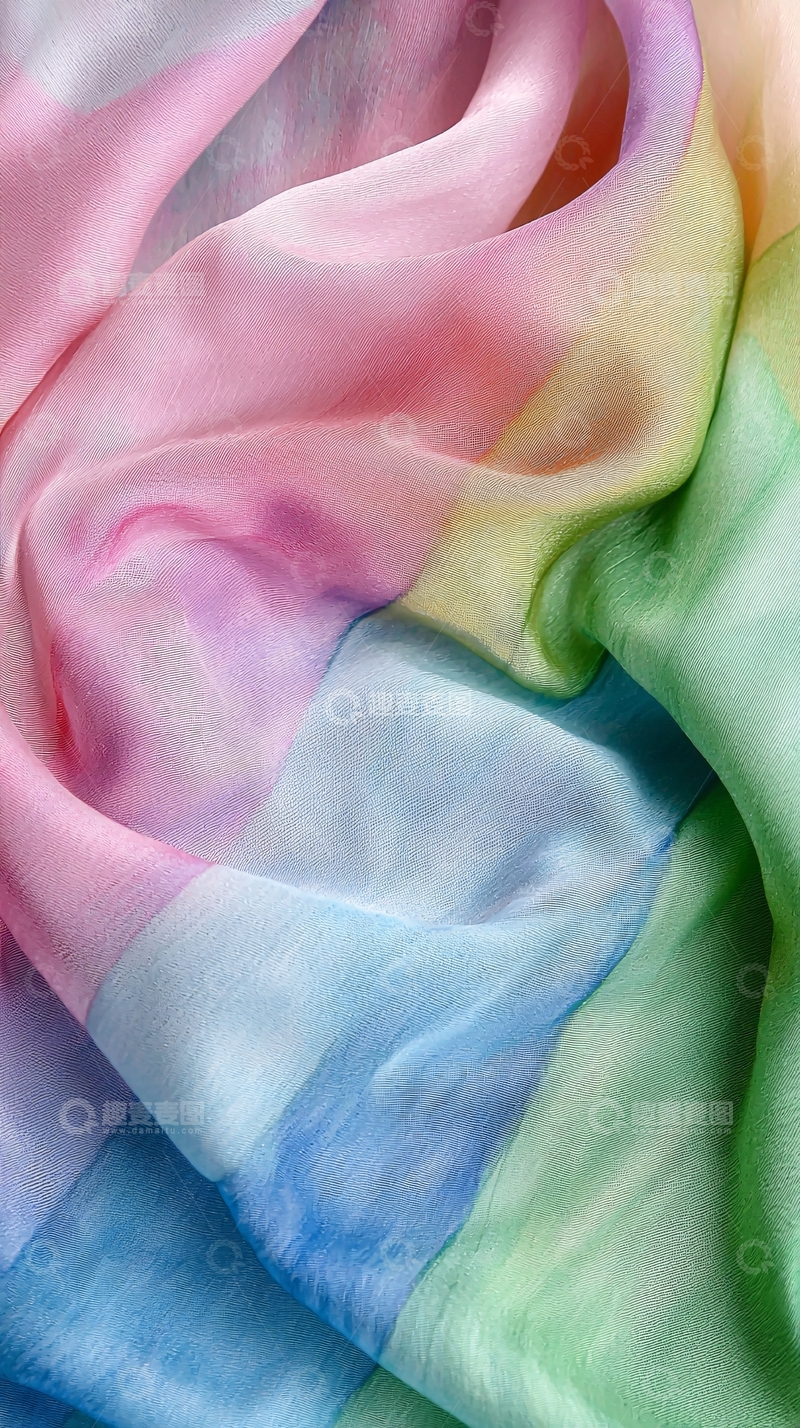高清大图下载【趣麦麦图】彩虹渐变丝绸面料