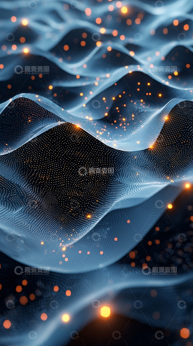 高清大图下载【趣麦麦图】蓝色光点波浪纹理背景