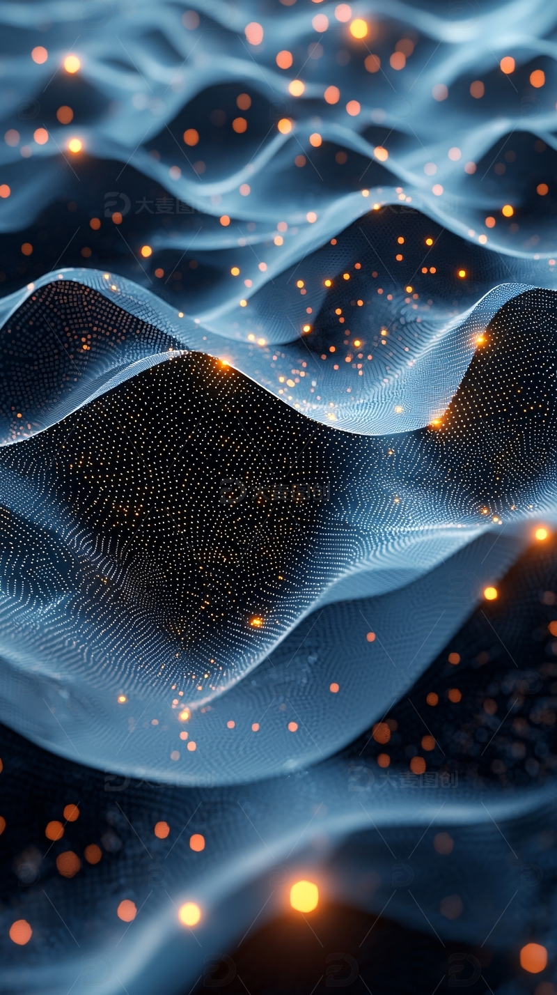 高清大图下载【趣麦麦图】蓝色光点波浪纹理背景