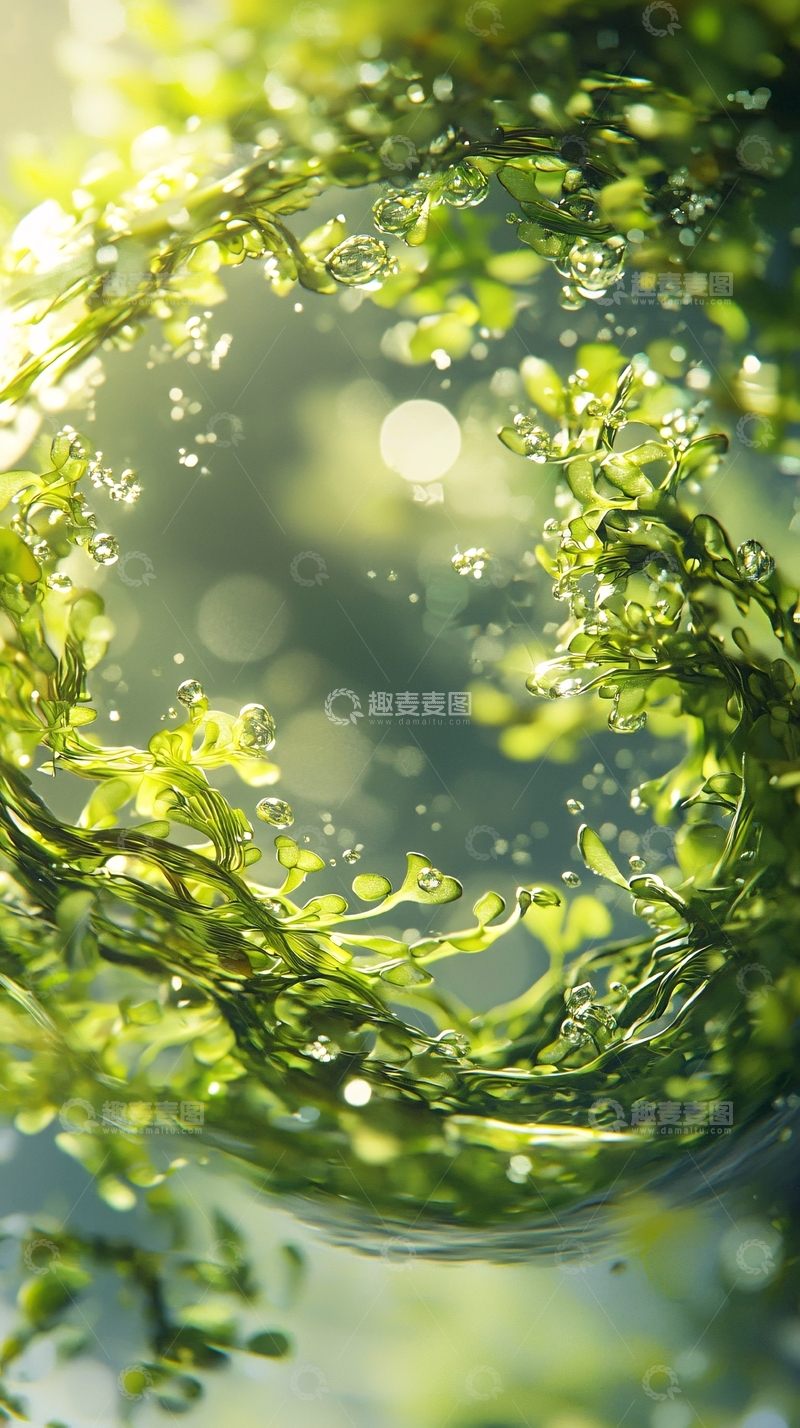 高清大图下载【趣麦麦图】水下绿植漩涡