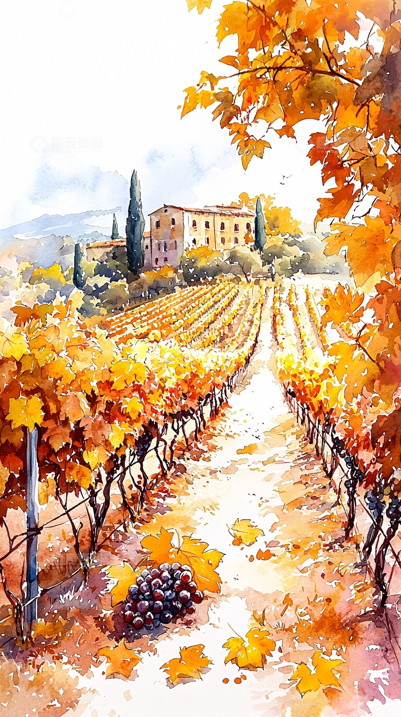 高清大图下载【趣麦麦图】秋日葡萄园田园风光