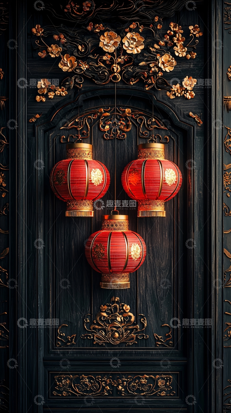 高清大图下载【趣麦麦图】中式红灯笼