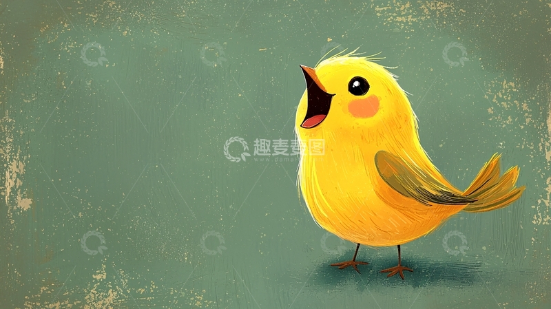 高清大图下载【趣麦麦图】黄色小鸟快乐歌唱